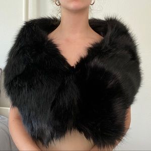 Black Faux Fur Wrap Shrug